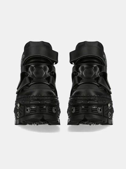 Dark Punk Style Retro Tank Sole Platform Leather Shoes