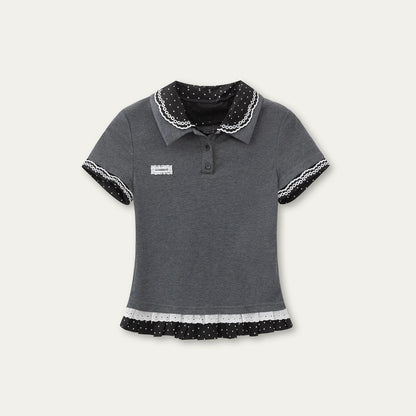 Retro Polka Dot Knit Polo