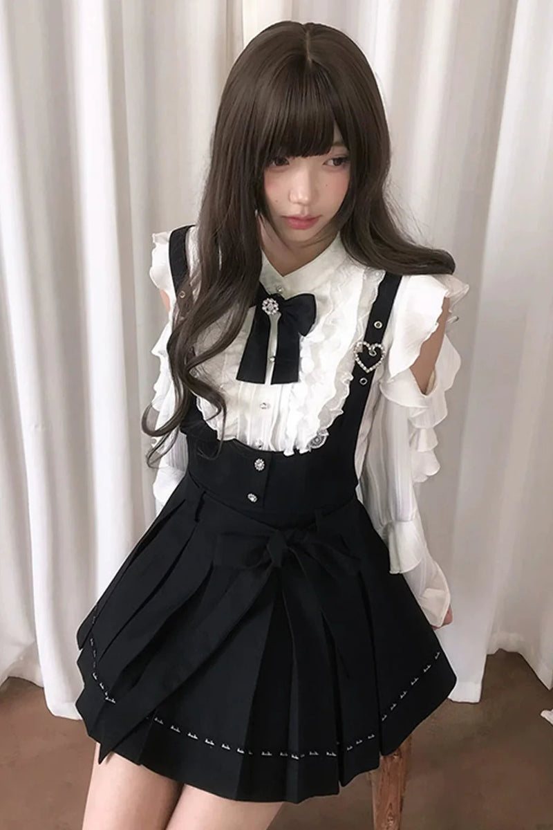 Dark Sweet Off Shoulder Top + Suspender Skirt