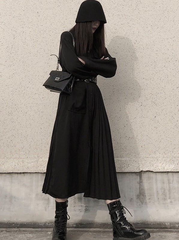 Dark Style Loose Shirt Dress