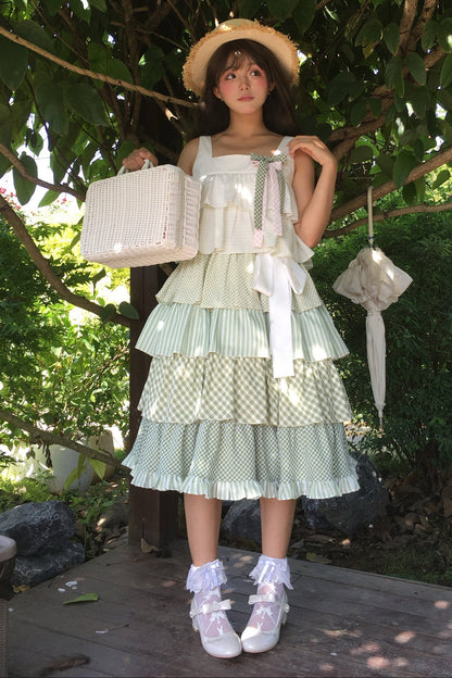 [pre-order] Tiered Ruffled Sleeveless Dress + Ribbon