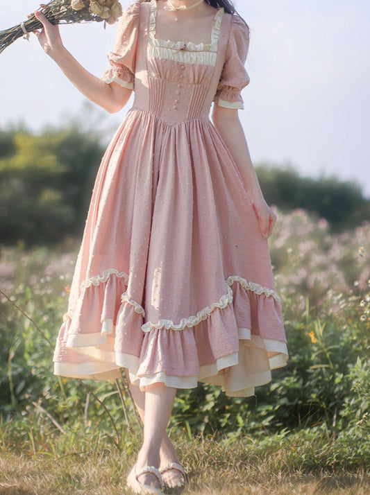 French Girly Retro Dress + Apron + Head Scarf