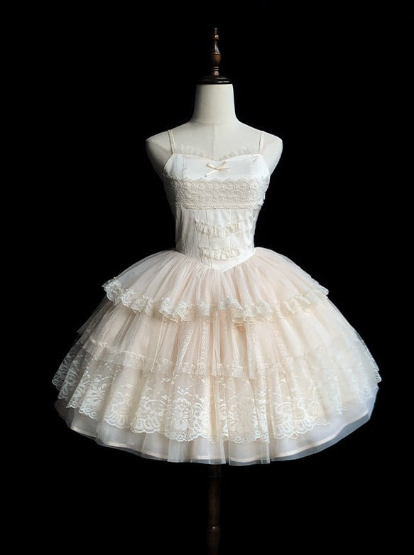 [pre-order] Pure White Girly Lolita Dress + Cardigan + Inner Top + Veil + Sleeves