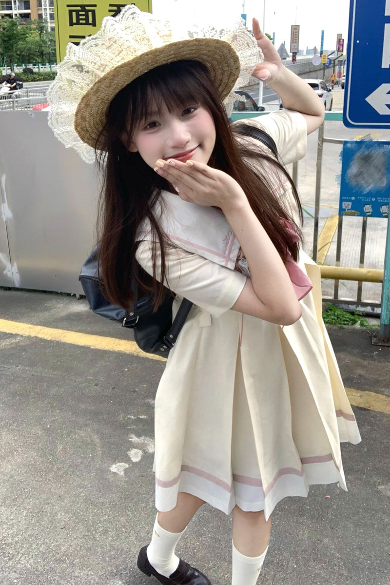 Milky Yellow Retro Jogakuin Dress