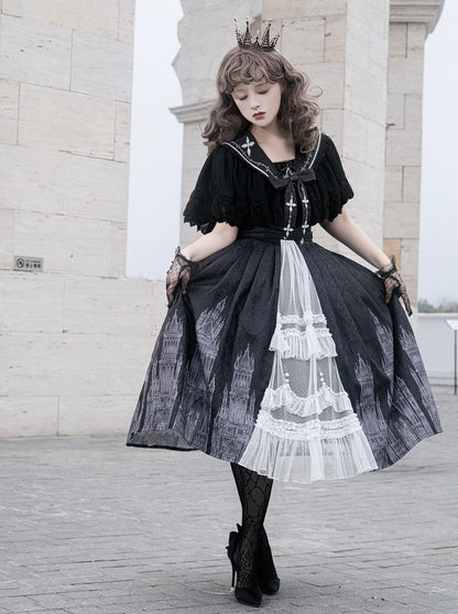 Gothic Suspender Skirt + Shawl