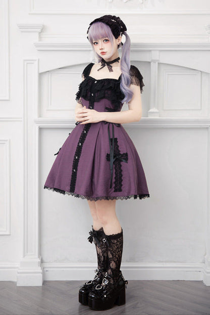 [reservations] Gothic Dark Mine Lace Flying Sleeve Dress + Choker