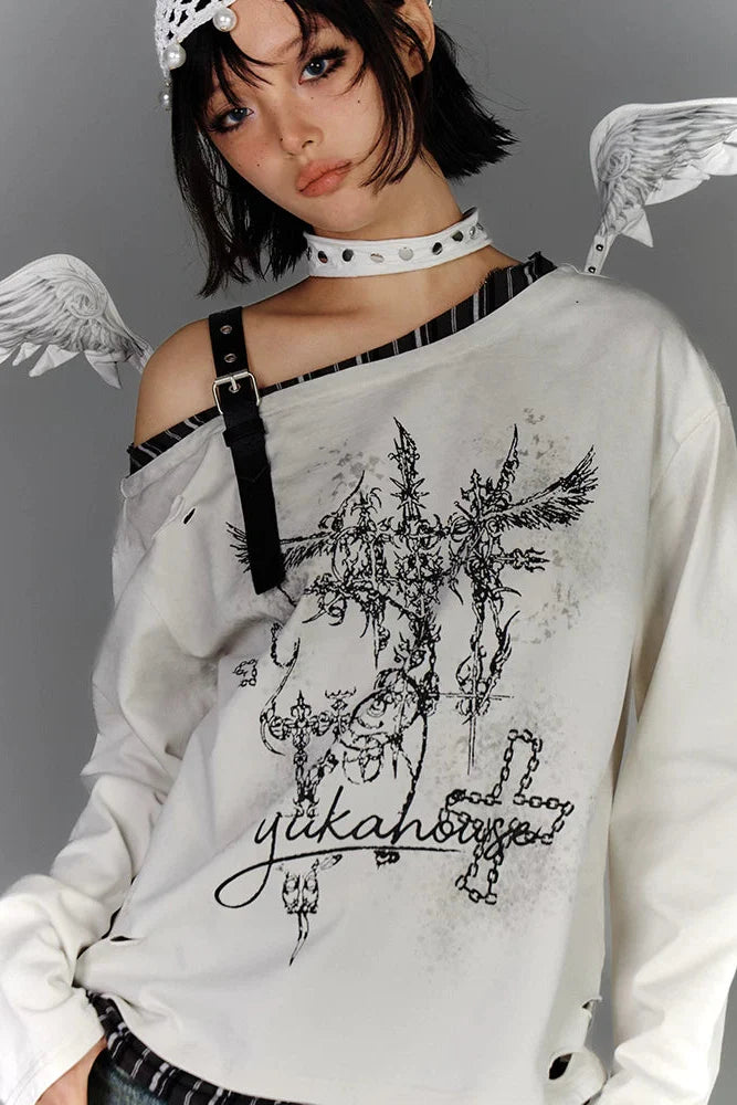 Subculture One Shoulder Loose Top