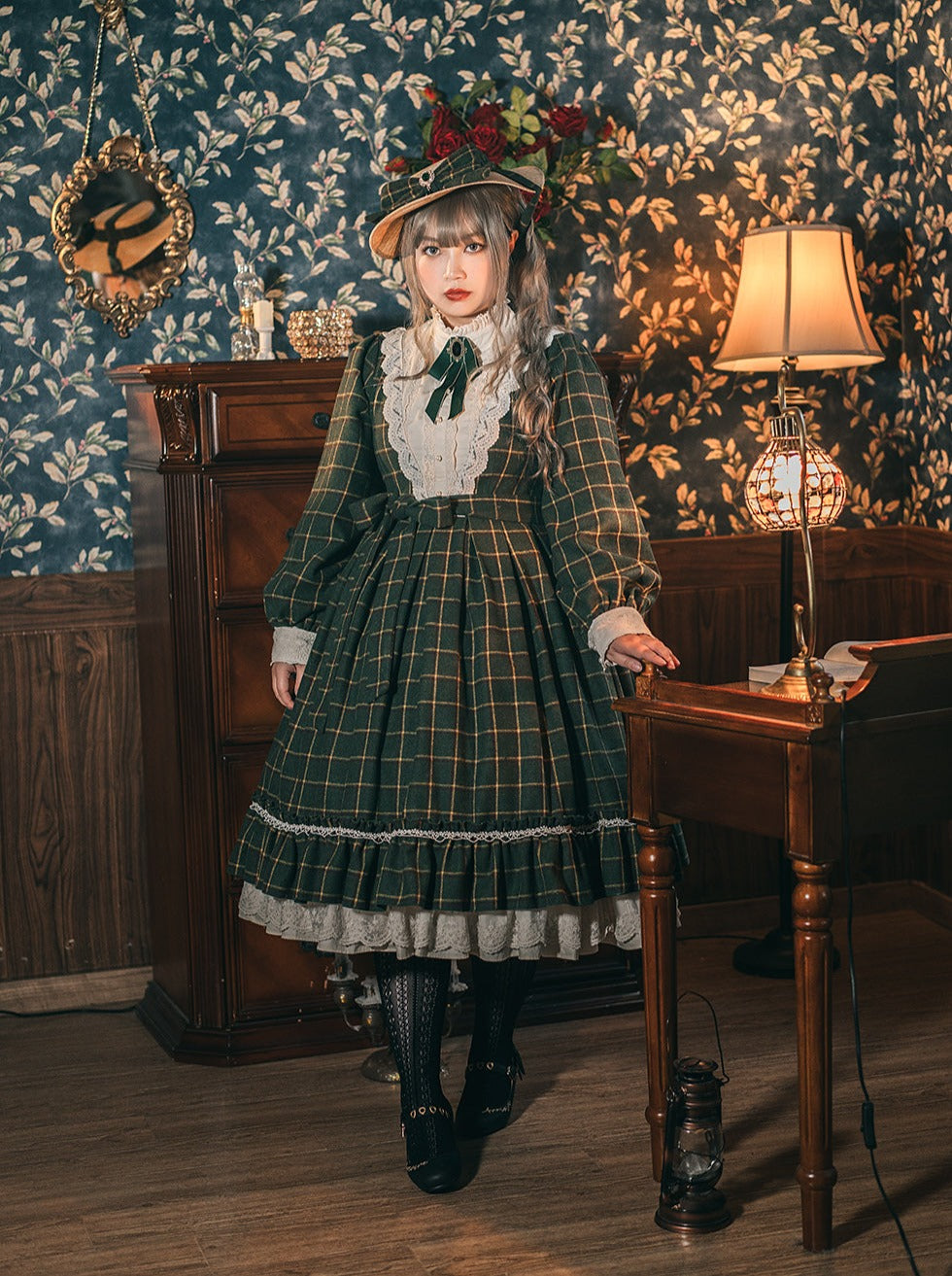 Retro Girl Volume Check Lolita Dress [pre-order]