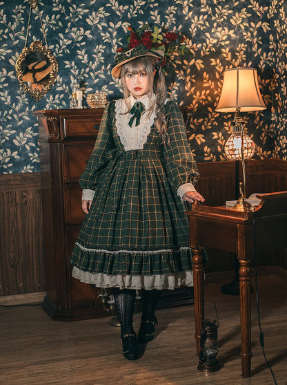 Retro Girl Volume Check Lolita Dress [pre-order]