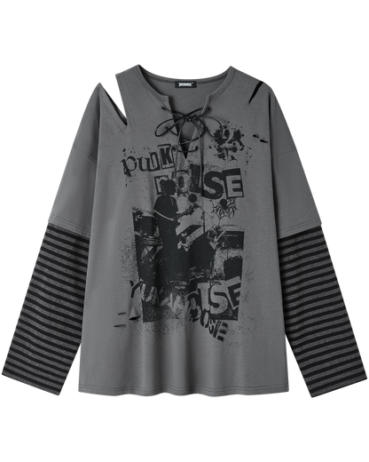 Retro Dark Border Loose Top