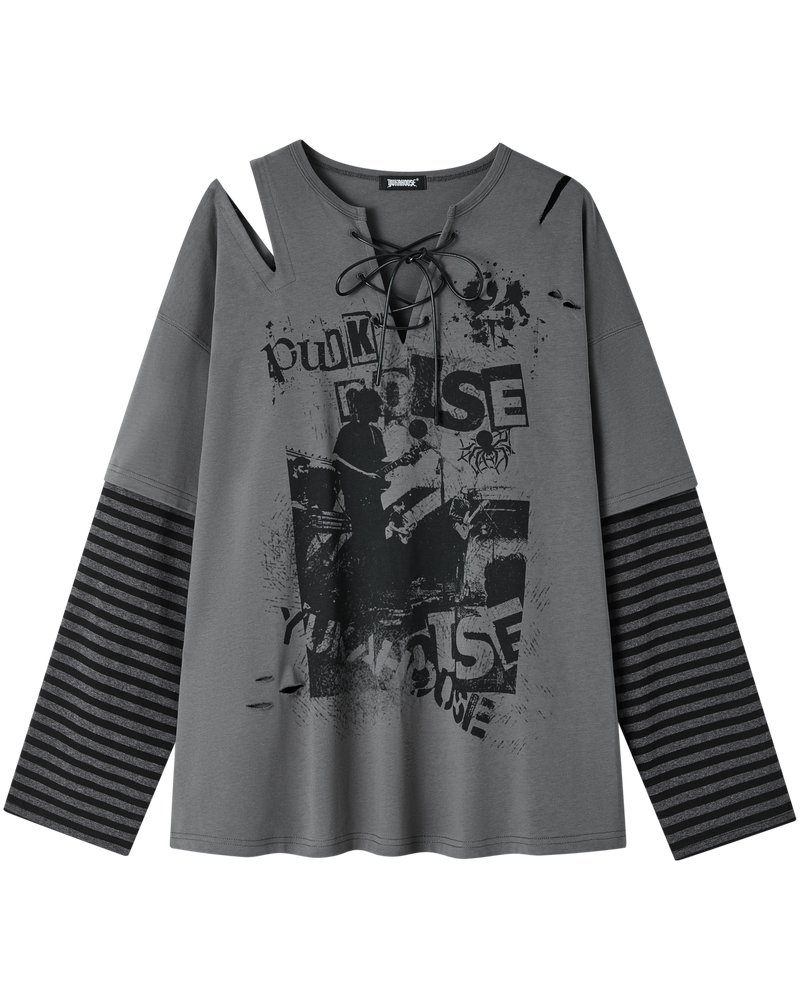 Retro Dark Border Loose Top