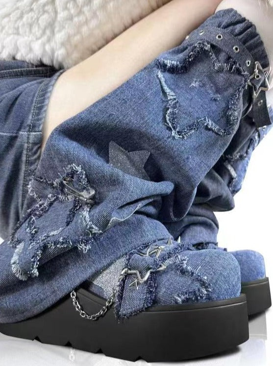 Denim Dark Platform Shoes
