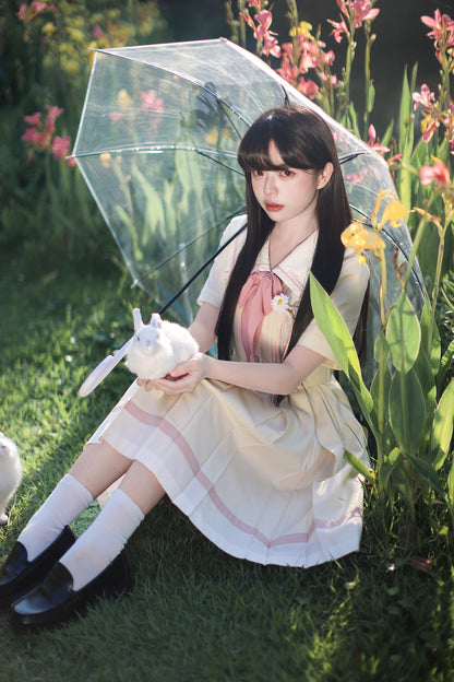 Milky Yellow Retro Jogakuin Dress