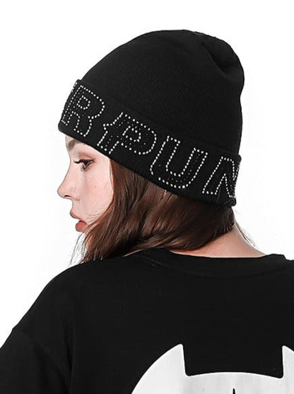 Dark Style Punk Hot Diamond Knit Beanie