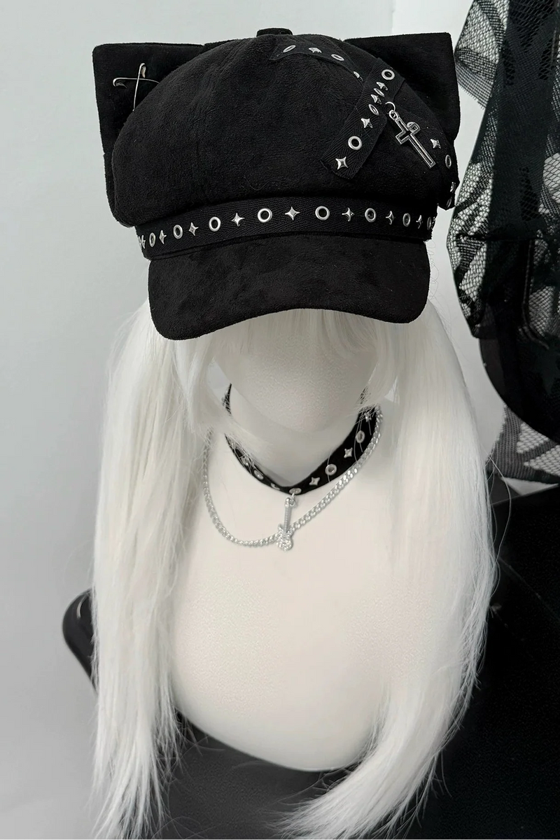 Studded Punk Cat Ear Hat