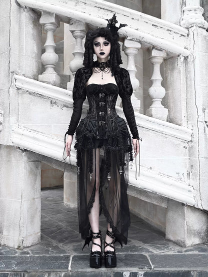 Hell Alice Gothic Dark Fishbone Strap Birdcage Corset Dress Set