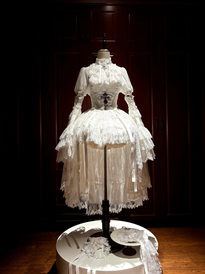 [pre-order Deadline: March 18] Dark Gothic Lolita Skirt + Shirt + Headband + Hat + Sleeve