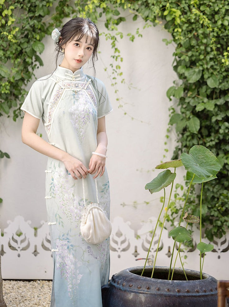 [pre-order] Full Front Print Cheongsam Dress