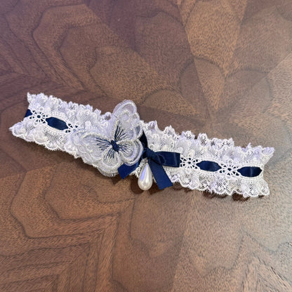 [pre-order Deadline: May 6] Dark Blue Moonlight Sea Lace Ribbon Layered Dress + Accessories