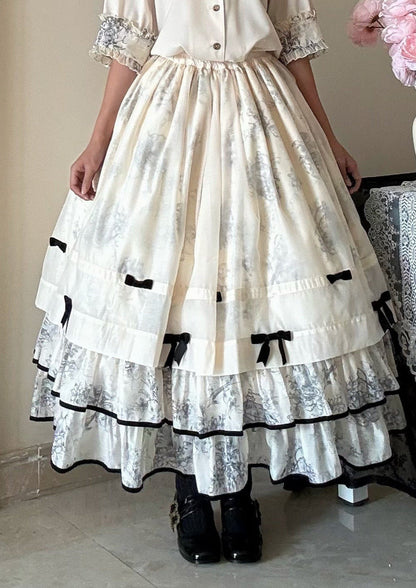 [pre-order] Brandy French Pearl Bustier Dress + Long Skirt + Black Jacquard Jacket + Complete Accessories