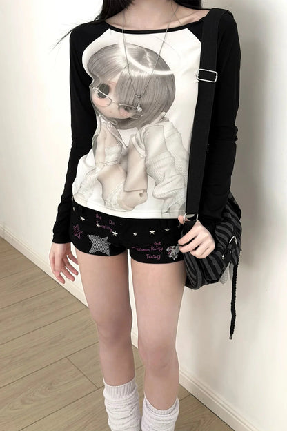 Black and White Raglan Top + Pleated Skirt