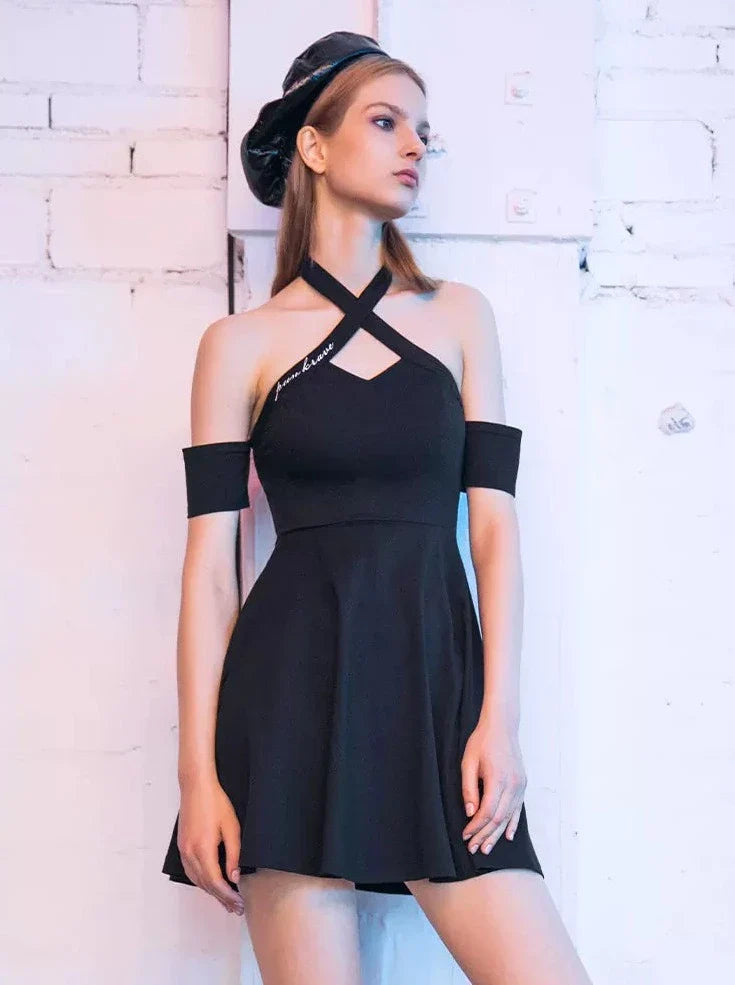 Little Black Neck Off Shoulder Skirt