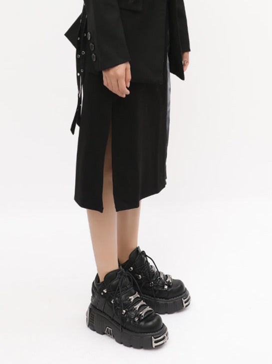 Dark Punk Retro Leather Metal Power Sole Sneaker Shoes