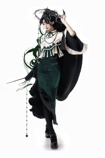 [pre-order] Chinese-style Snake Coat Hoodie Cape Tassel Dress Suit