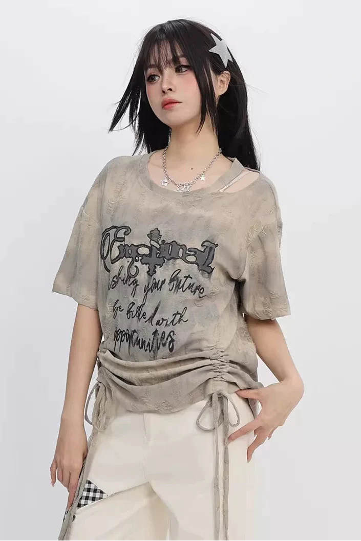 Y2k Tie-dye Off-shoulder Top