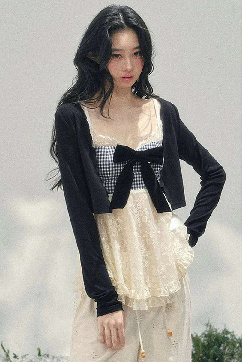Ribbon Camisole + Slim Cardigan