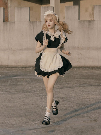 Pleated Lace Maid Dress
