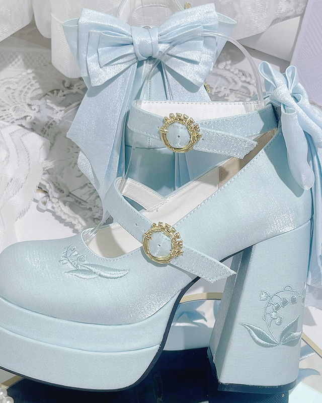 Sweet Macaron Color Ribbon Lolita Heel