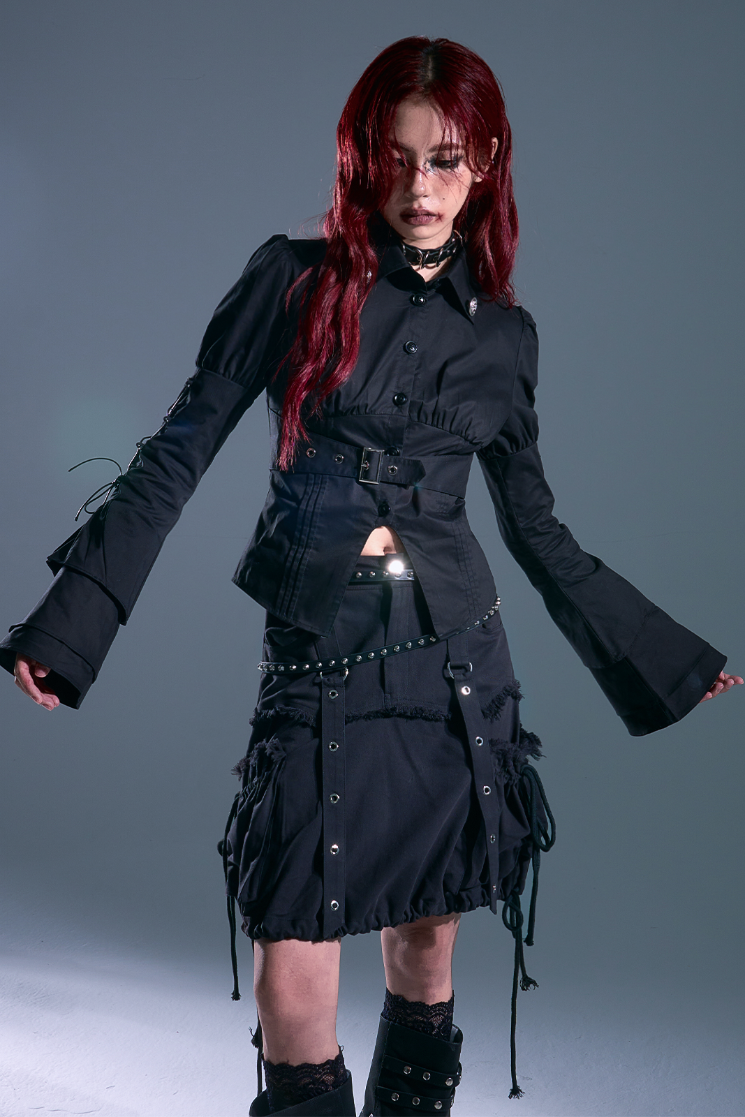 Gothic Lace Up Blouse