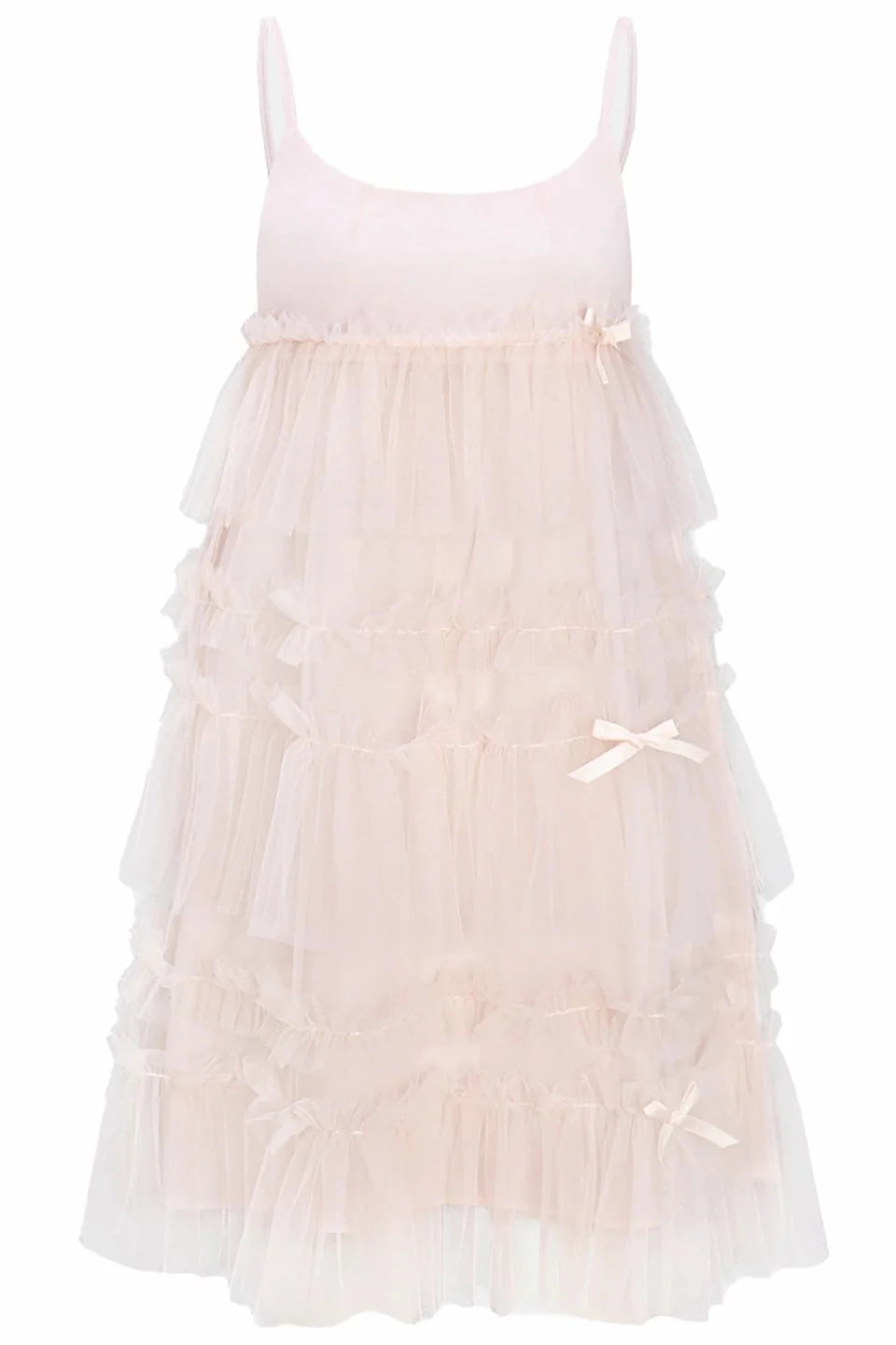 Pink Ruched Mesh Camisole Dress