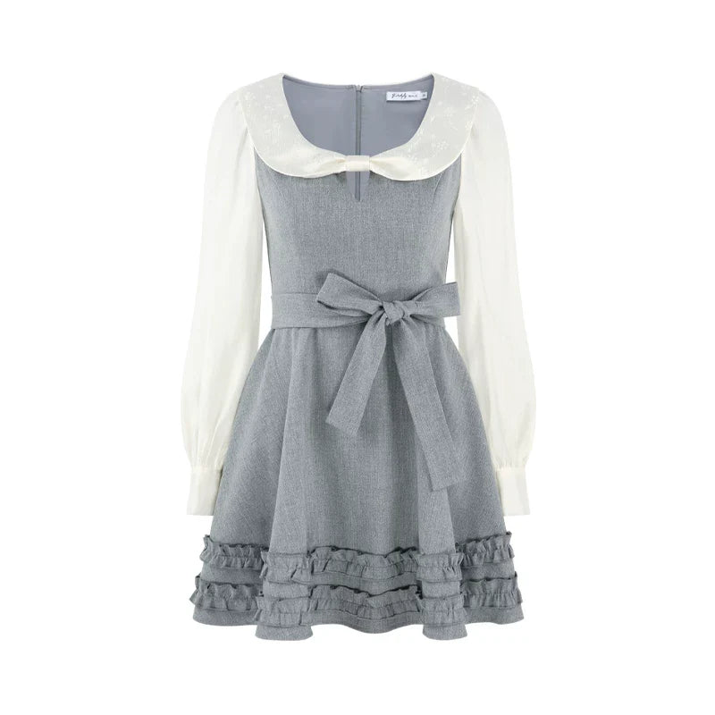 Faux Two Piece Grey Dress