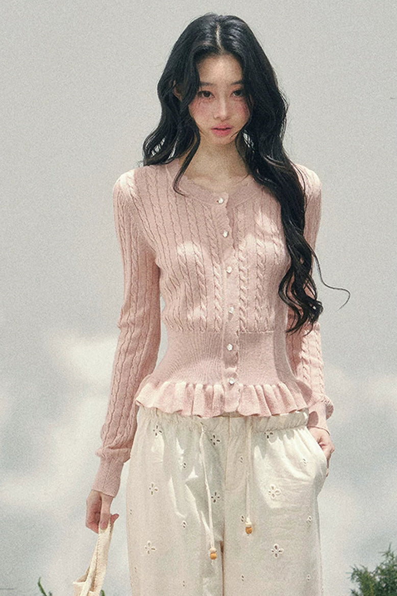 Pearl Crochet Ruffled Sweater
