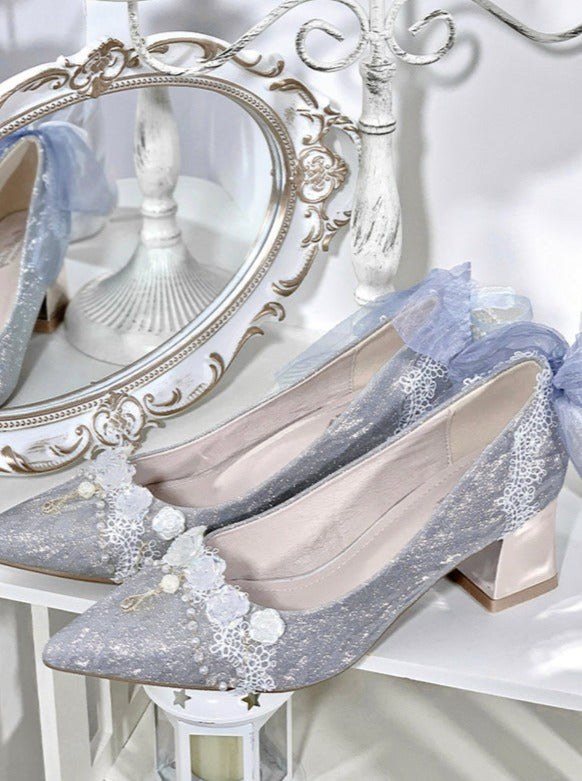 Ice Blue Lace Heels