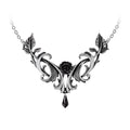 Baroque Black Rose Crystal Pendant Necklace by Alchemy Gothic