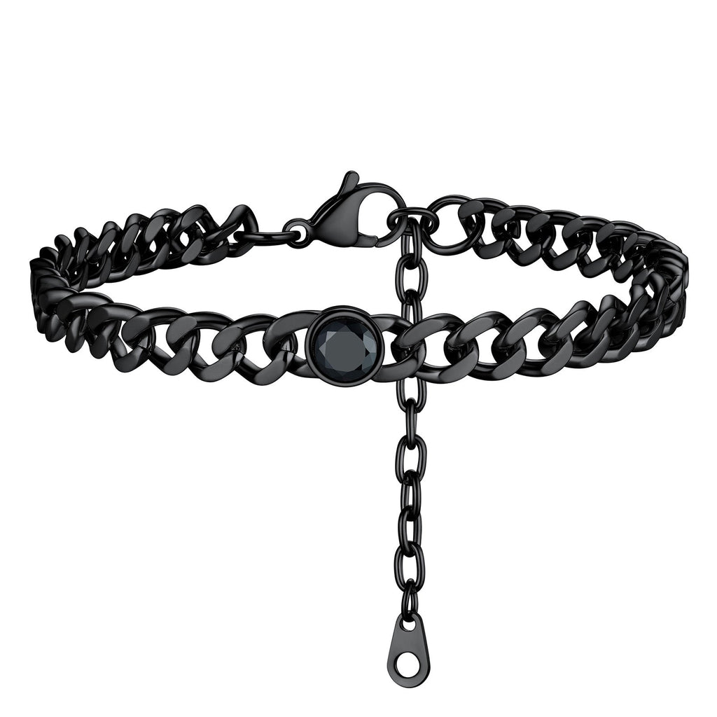 Personalized Birthstone Cuban Link Anklet for