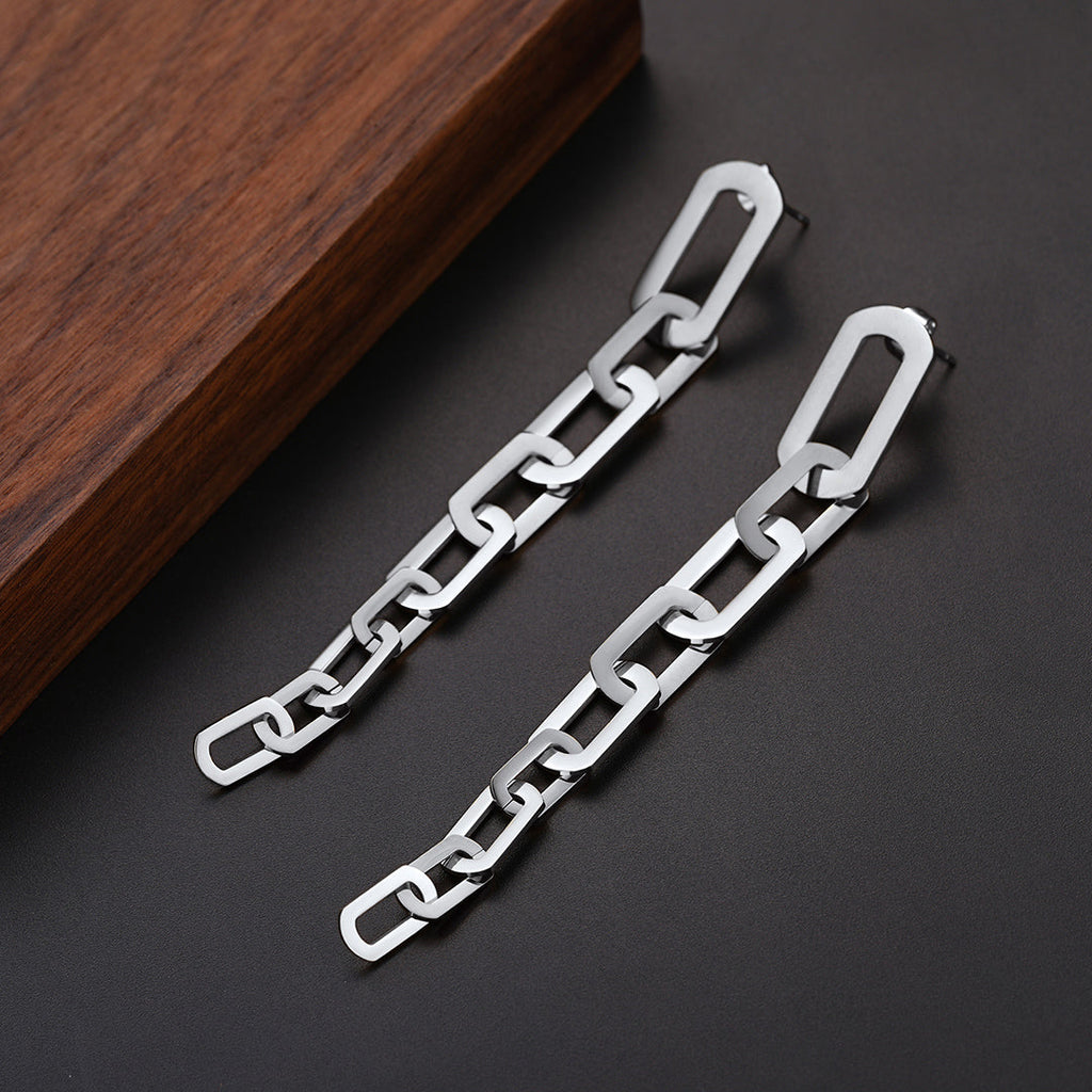 Street Style Long Cuban Link Chain Dangle Earring for Girl