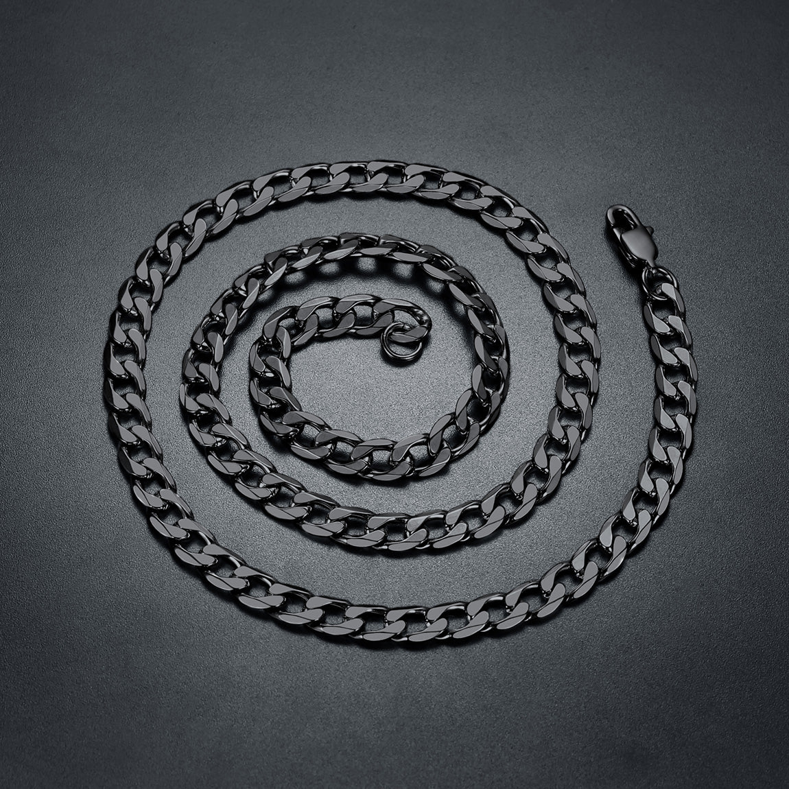 Cuban Curb Chain & Skull Layered Necklaces Set for