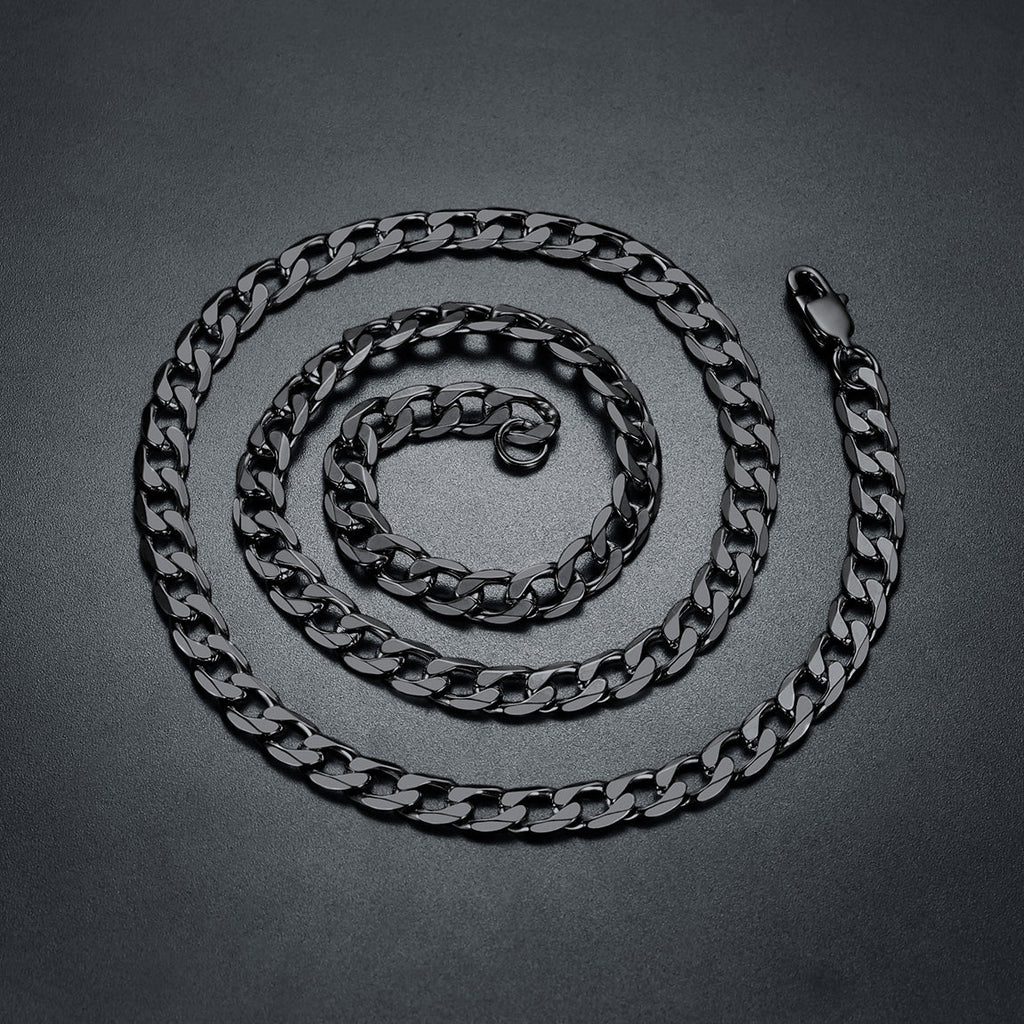 Cuban Chain & Italian Horn Layered Necklaces Set for