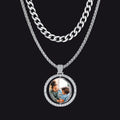Cuban Chain & Cz Custom Picture Necklace Set for