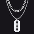 Cuban Chain & Eboy Razor Blade Necklace Set for