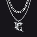 Cuban Chain & Punk Shark Necklace Set for