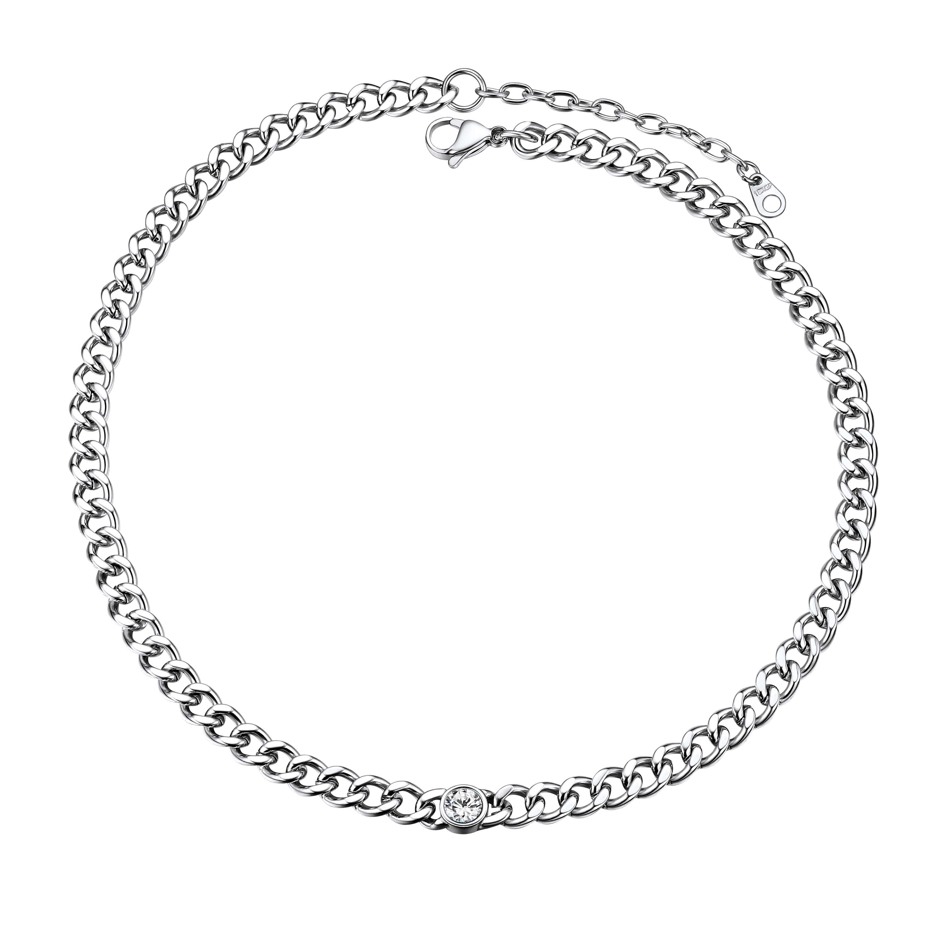 Birthstone Cuban Link Choker Chain Necklace for