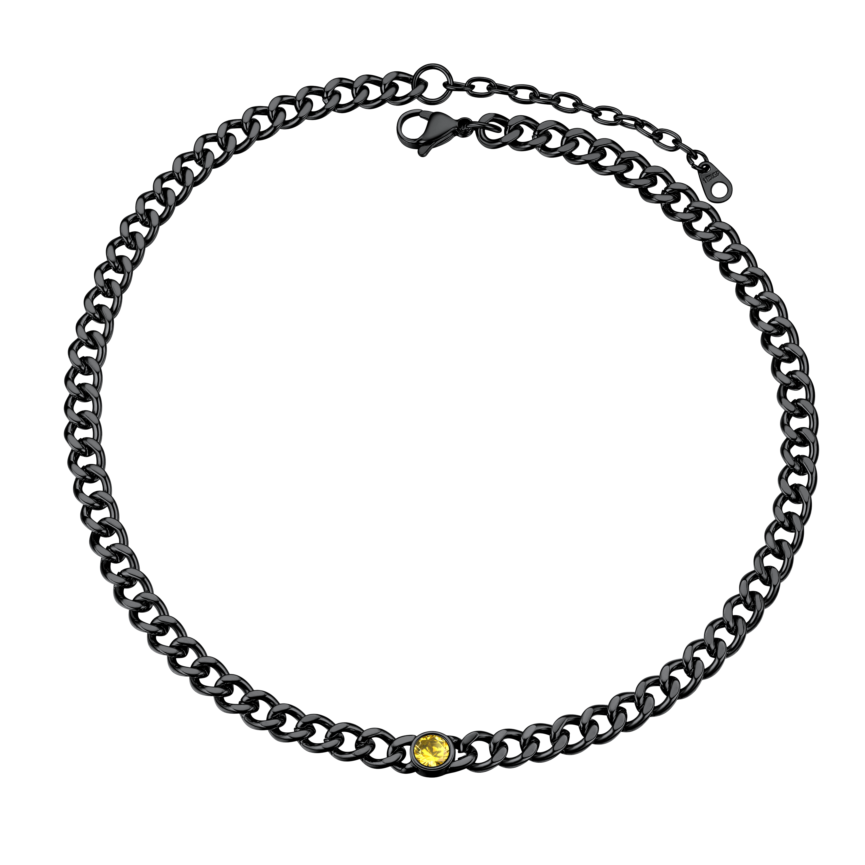 Birthstone Cuban Link Choker Chain Necklace for