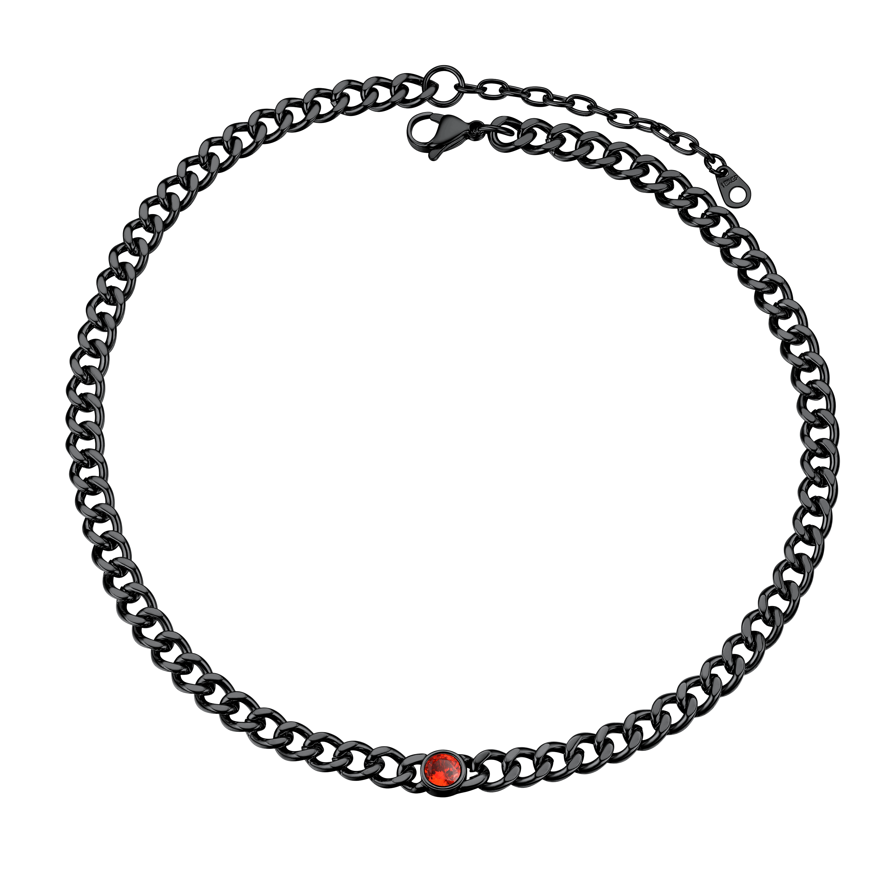 Birthstone Cuban Link Choker Chain Necklace for