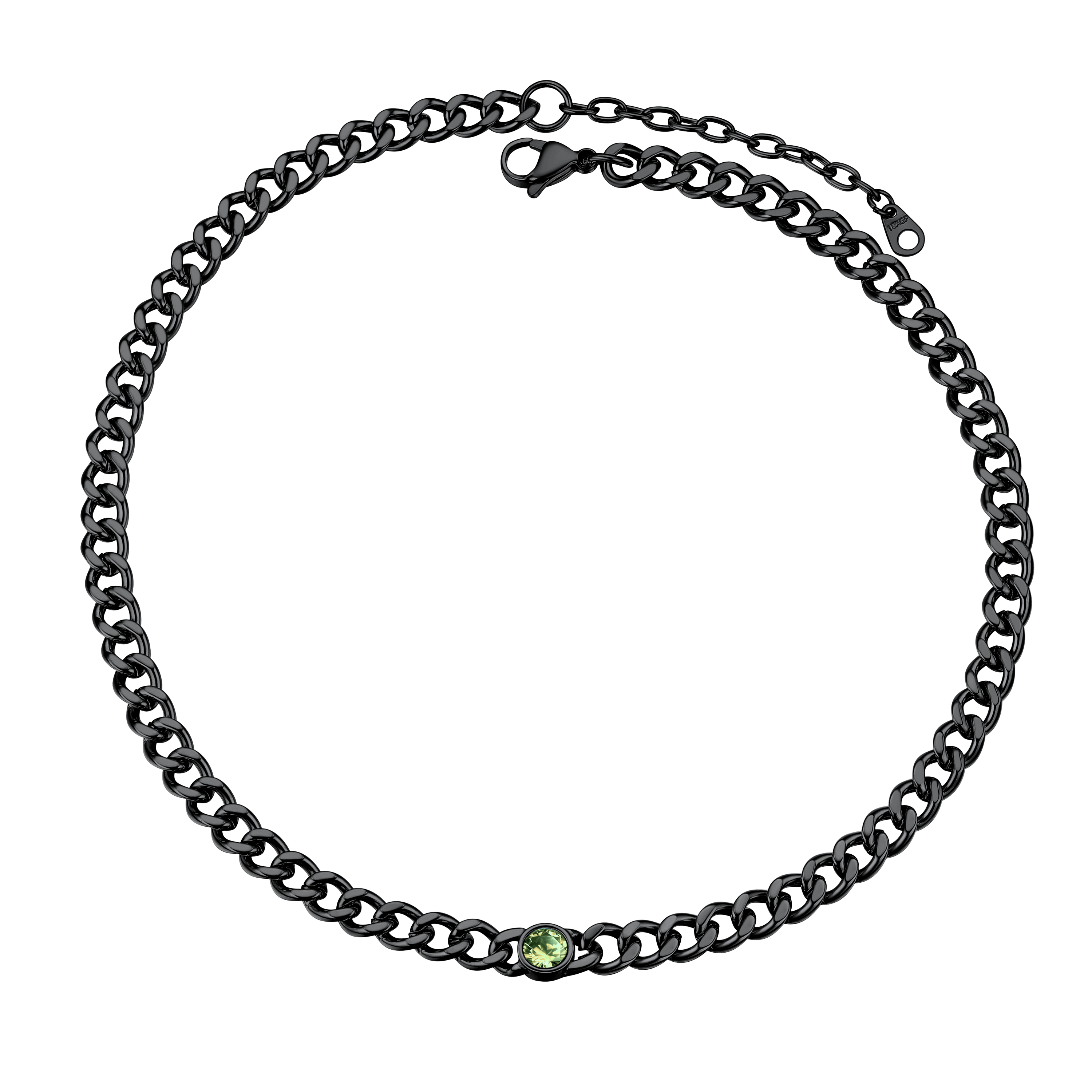 Birthstone Cuban Link Choker Chain Necklace for