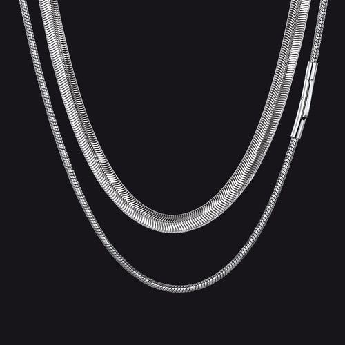 2mm Thin & 8mm Bold Snake Chain Set for
